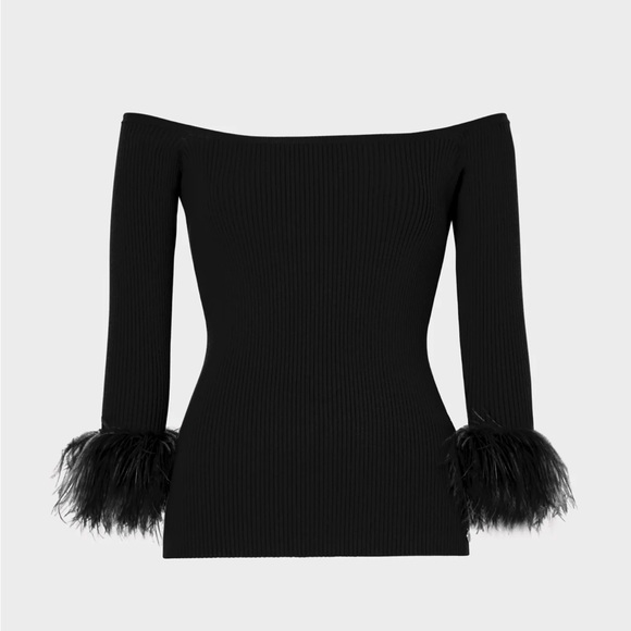 Off Shoulder Feather Top- - Picture 2 of 8